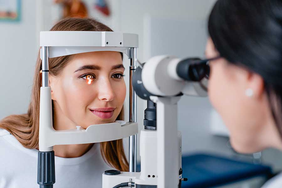 Woman during an eye exam